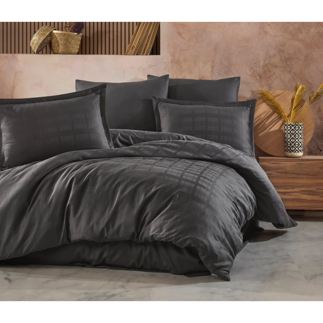 Sateen Bedding Set - Grey on Grey