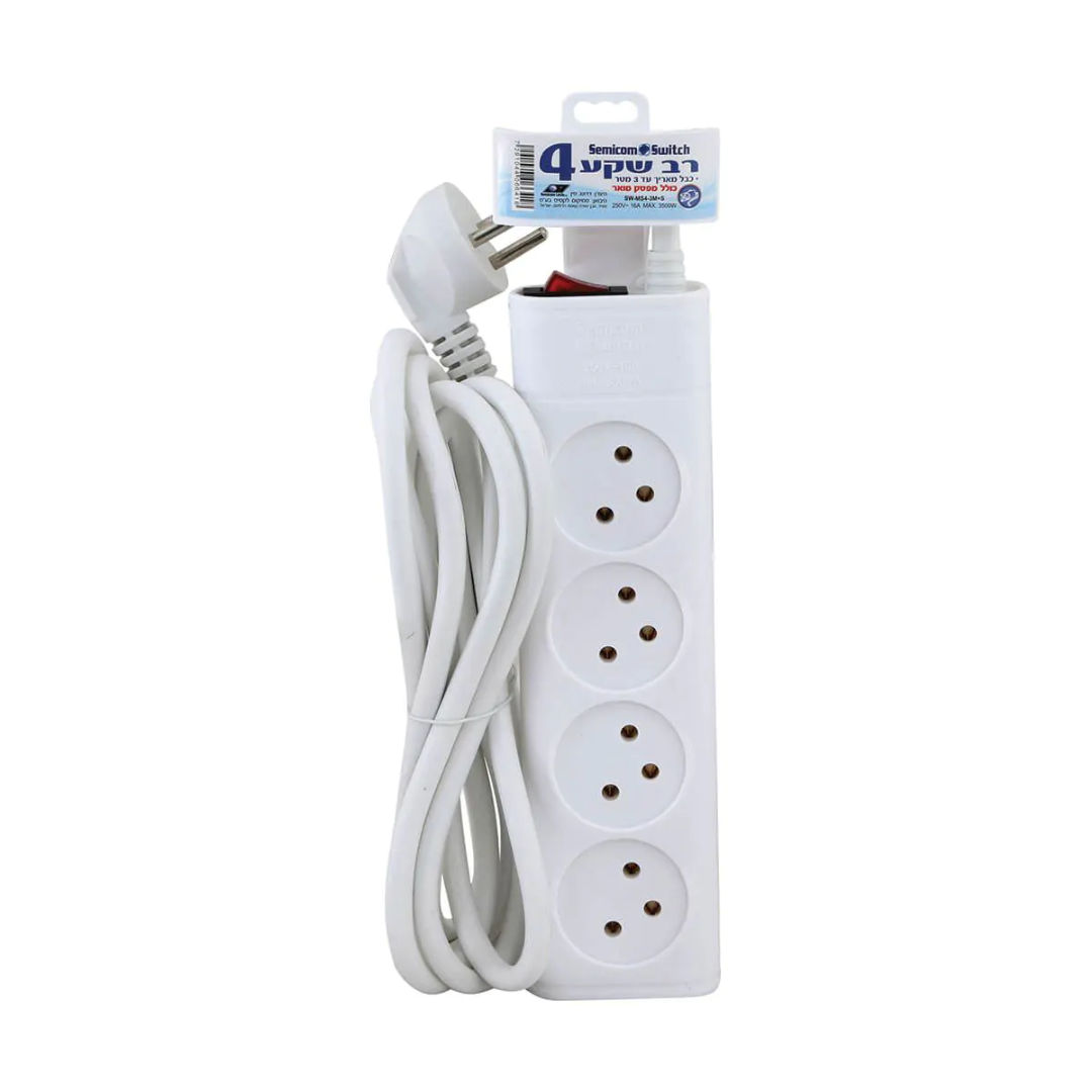 4 Plug Extension Cord Power Strip with Surge Protection
