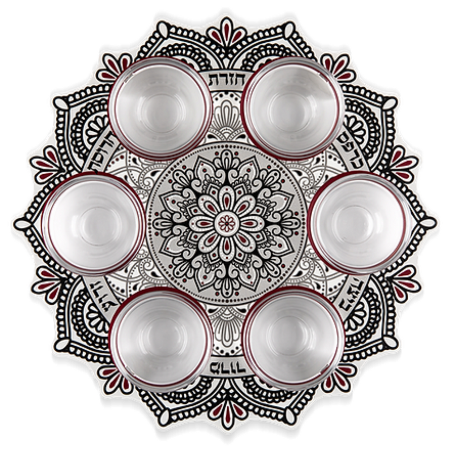 Pesach Seder Plate with Classic Crochet Design