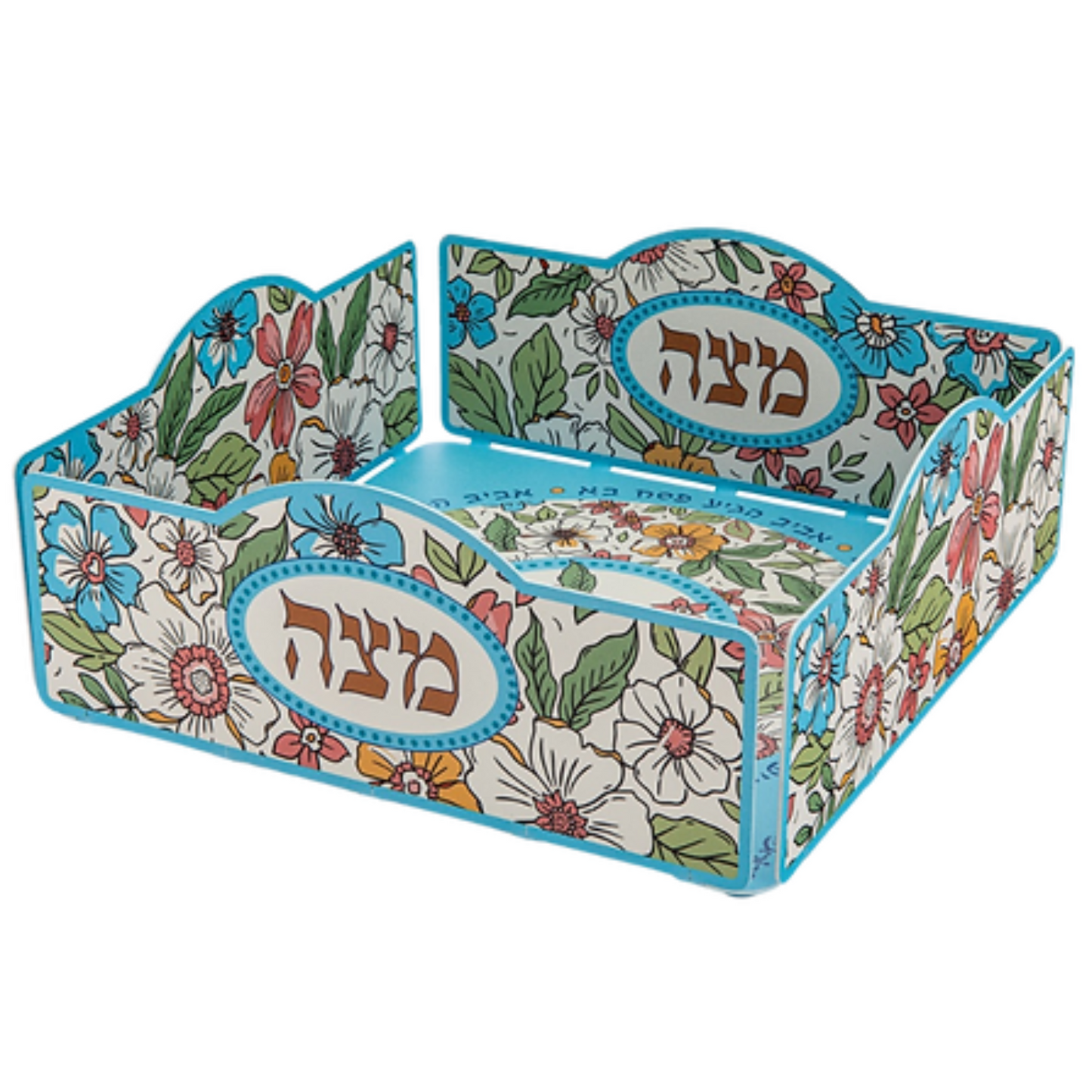 Elegant Matzah Tray with Floral Design
