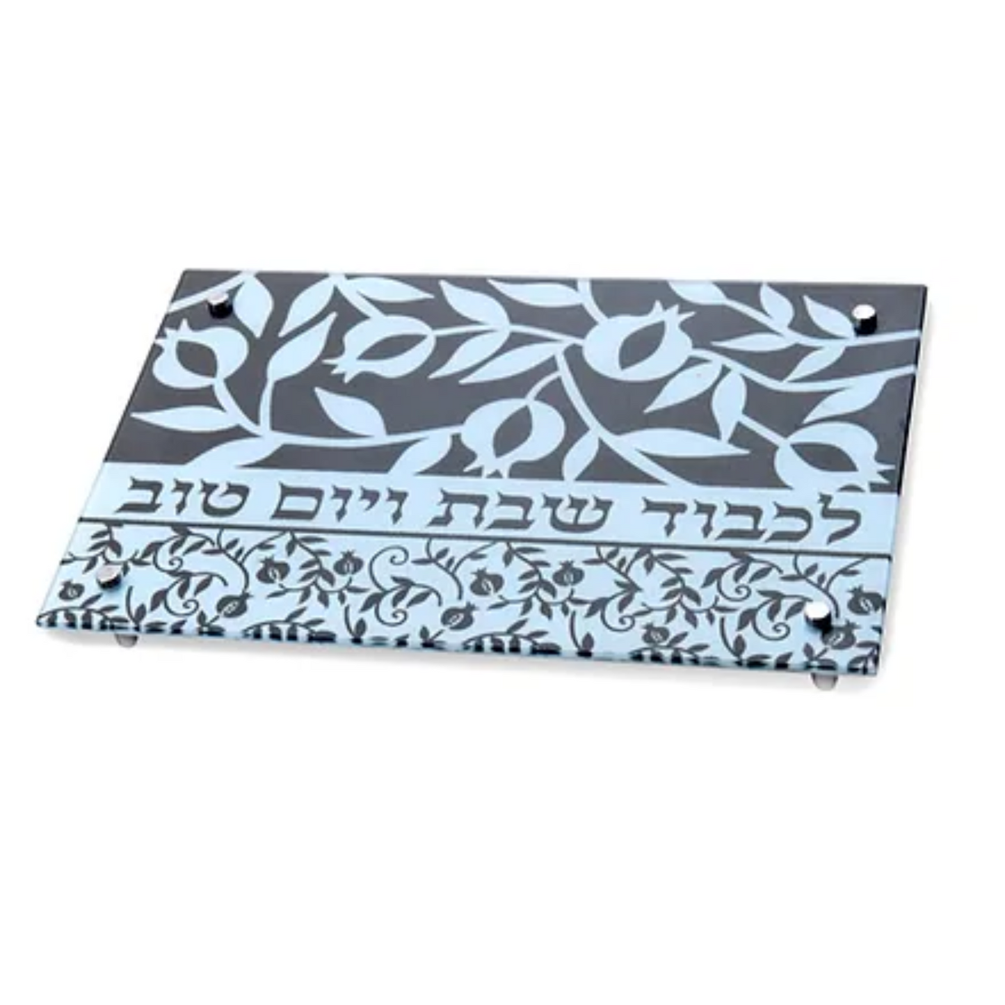 Beautiful Challah Board - Grey/White Pomegranates