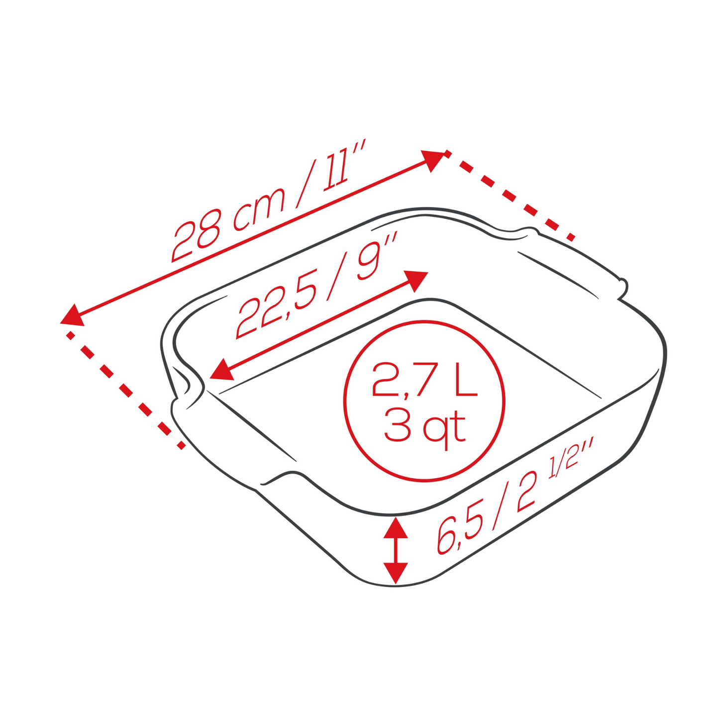 Peugeot Premium Stone Square Baking Dish 28cm