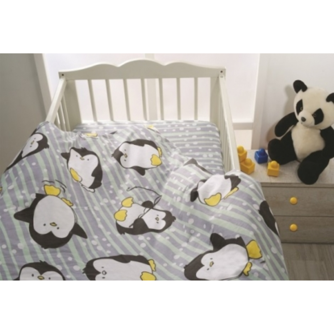 Premium Cotton Bedding Set for Baby Crib - Penguins