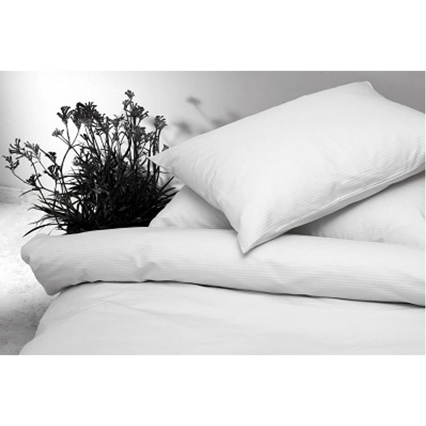 Sateen Bedding Set - White Pinstripe