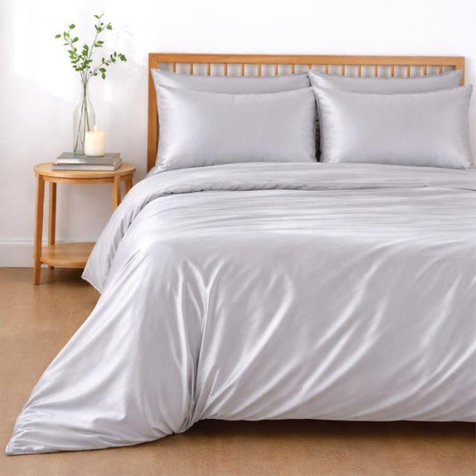 Bamboo 3-Piece Silver Bedding Set: Duvet Cover, Fitted Sheet, Pillowcase
