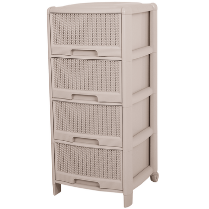 Rattan Plastic Storage Drawers - 3, 4 or 5 Drawers