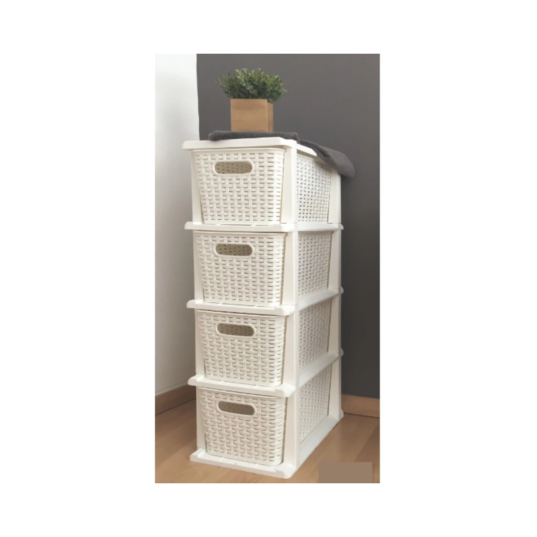 Rattan Plastic Storage Drawers - 3, 4 or 5 Drawers