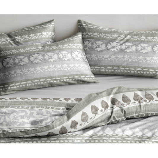Premium Cotton Bedding Set - Silver Tribal