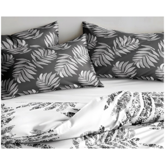 Premium Cotton Bedding Set - Grey Leaf