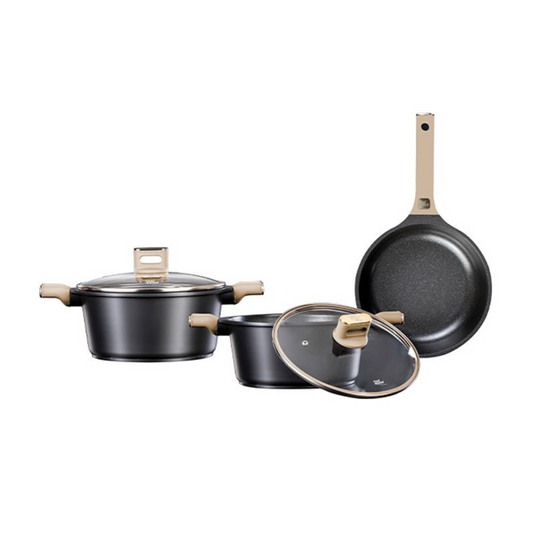 Food Appeal 5-Piece Cookware Set with Cream Handles