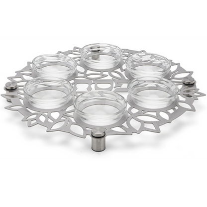 Pesach Seder Plate with Cutout Leaf Motif