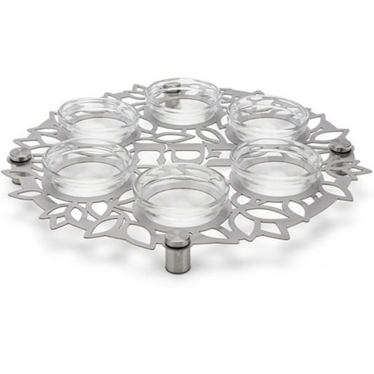 Pesach Seder Plate with Cutout Leaf Motif