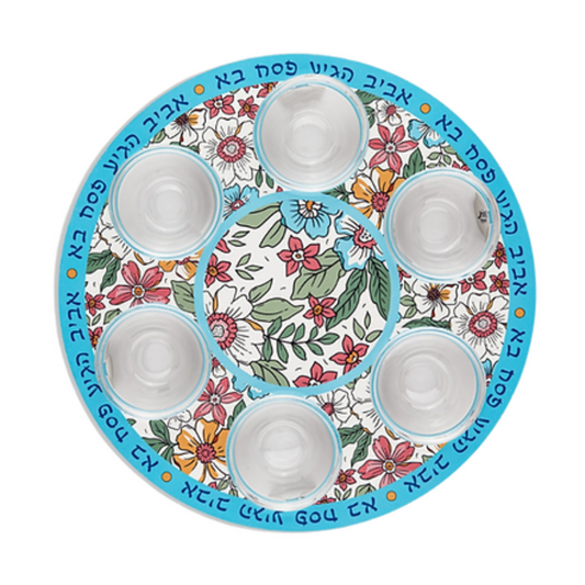 Pesach Seder Plate with Floral Design