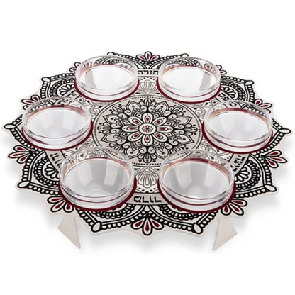 Pesach Seder Plate with Classic Crochet Design