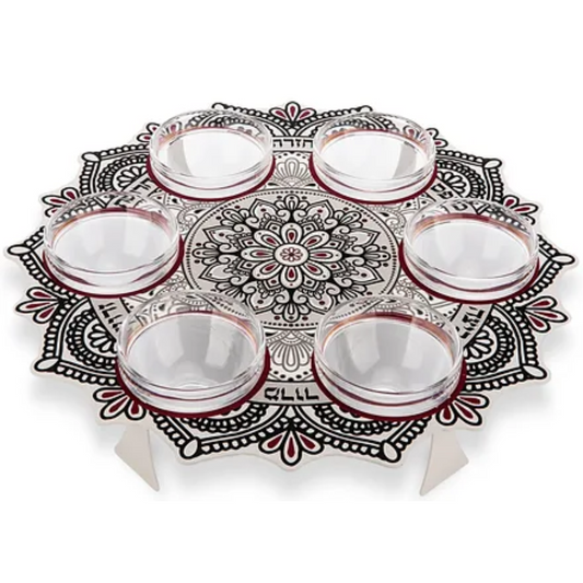 Pesach Seder Plate with Classic Crochet Design
