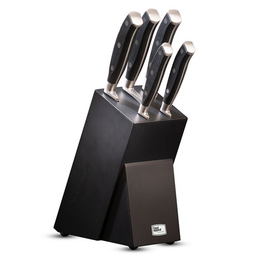 Classic Black 6-Piece Knife Block Set - Premium German Steel Knives