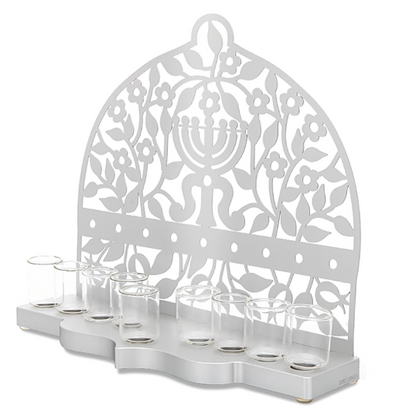 Chanukiya - Gold or Silver Menora & Flowers
