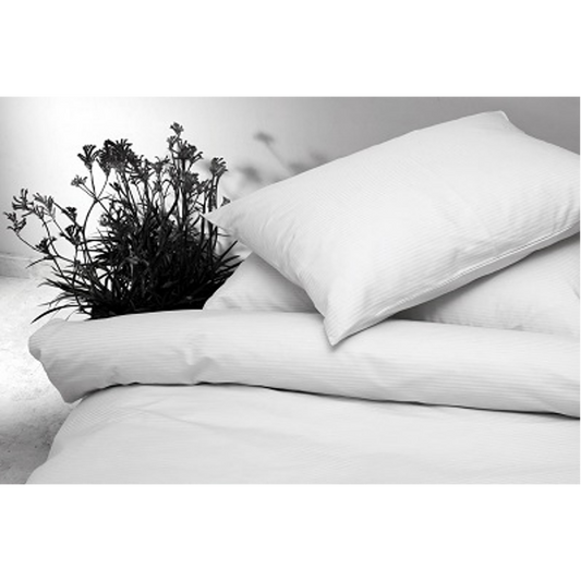 Sateen Bedding Set - White Pinstripe